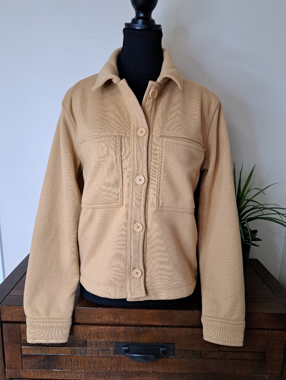 Mondetta On The Go Jacket Cropped Camel Tan Button-Up Casual Womens Size Small - Picture 14 of 16
